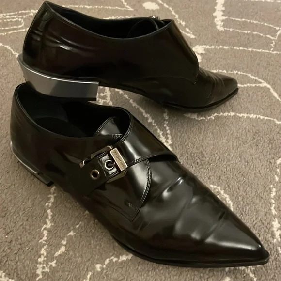 Sergio Rossi Single Buckle Black Leather Women’s Loafers Flats - Picture 2 of 11